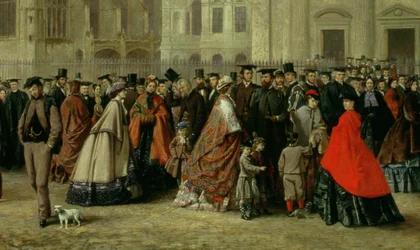 1863年にケンブリッジで学位を取得した朝の油彩、169477のキャンバスのディテール